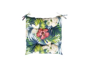 Tuolipäällinen SUMMER FLOWER 40x40x2,5cm, tumma kukkakuvio, 100% polyesteri, kangas 472