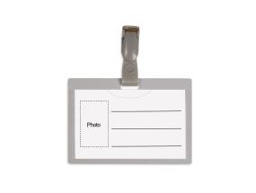 Nimilapun pidike muovipidikkeellä 54x90mm vaaka + klipsi harmaa