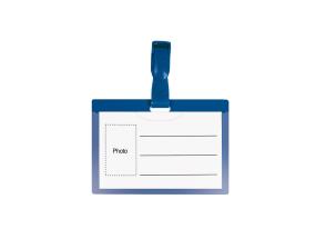 Nimilapun pidike muovipidikkeellä 57x90mm vaaka + klipsi sininen