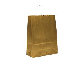 Paperipussi, jossa paperinauhakahva 240x110x310 mm, 100 gsm, kultainen voimapaperi