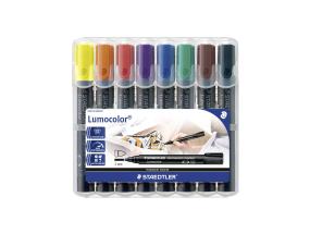Sarja pysyviä tusseja kartiomaisella kärjellä STAEDTLER Lumocolor 352 8 värin sarja KUIVAA NOPEASTI