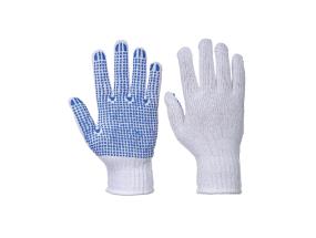 Puuvillaiset työhanskat PORTWEST A111WBR XL valkoiset sinisillä helmillä