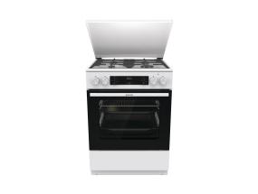 Gorenje, 71 L, leveys 60 cm, valkoinen - Kaasuliesi, jossa on sähköuuni