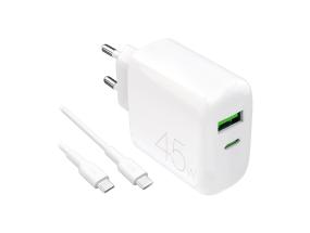 Puro Pro Lite -laturi + USB-C-kaapeli, 45 W, valkoinen - Laturi
