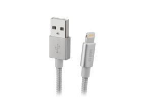 SBS Silver Metal Braided, USB-A - Lightning, hopea - kaapeli, hopea