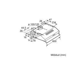 Bosch, 350 m³/h, leveys 60 cm, ruostumaton teräs - Ilmanpuhdistin
