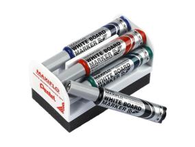 Liitumerkkisarja + pyyhekumi PENTEL Maxiflo 4 väriä