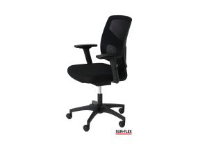 Työtuoli SUN-FLEX MESH 250305, selkänoja verkko, 4D säädettävät käsinojat/ musta kangas+musta jalkalista