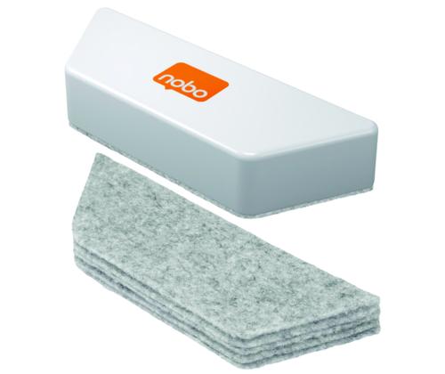 Taulunpuhdistusaine magneetilla NOBO valkoinen vaihdettavilla huopatyynyillä