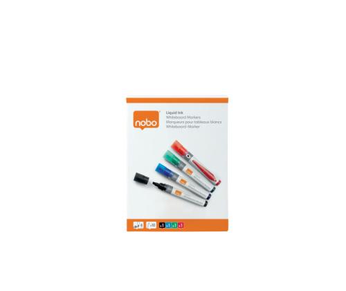 Valkotaulukynä Nobo 4väria paketissa