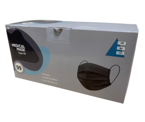 Lääketieteellinen suojanaamari Arimask TYPE II R kertakäyttöinen 3-kerroksinen musta 50 kpl