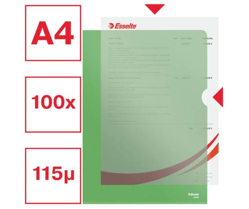 Muovitasku A4 (L) 100 mic Esselte 100 kpl paketissa