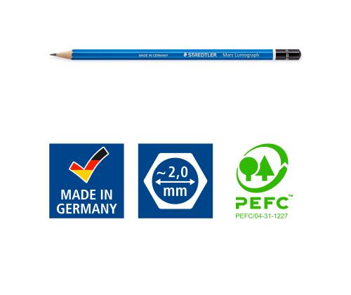 Tavallinen lyijykynä STAEDTLER Mars Lumograph B ilman pyyhekumia