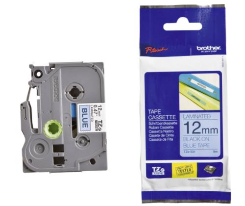 Kleepkirjalint/markeerimislint BROTHER TZE-531 12mm must/sinisel