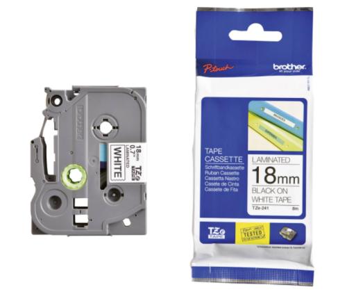 Kleepkirjalint/markeerimislint BROTHER TZE-241 18mm must/valgel