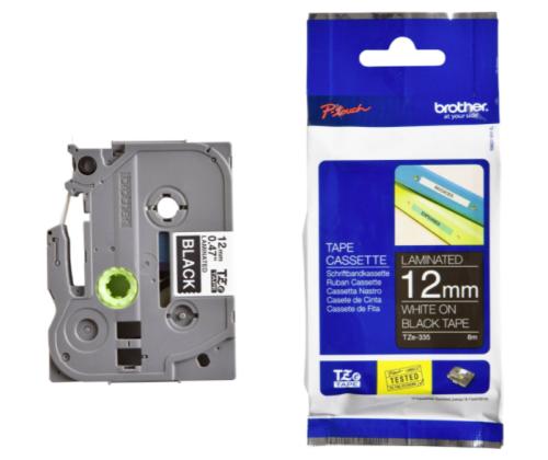 Kleepkirjalint/markeerimislint BROTHER TZE-335 12mm valge/mustal