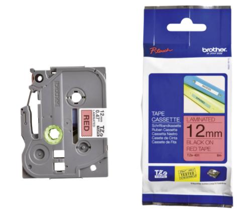 Kleepkirjalint/markeerimislint BROTHER TZE-431 12mm must/punasel