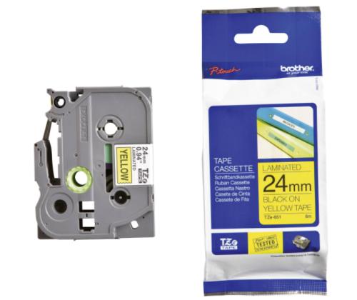 Kleepkirjalint/markeerimislint BROTHER TZE-651 24mm must/kollasel