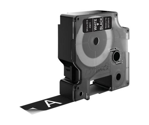 Teippi/merkintäteippi DYMO 45811 19mm valkoinen/musta analoginen