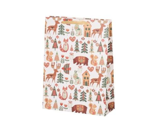 Lahjakassi kahvoilla 31x12x42cm (eläimet, kuuset)