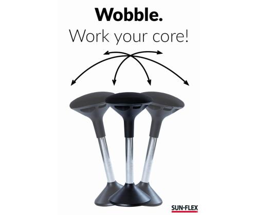 Aktiivituoli SUN-FLEX Active 62-71cm, istuimen halkaisija 310mm, jalan halkaisija 290mm, paino 5.6kg/ musta kangas, musta jalka