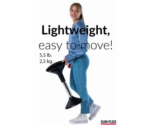 Aktiivituoli SUN-FLEX Active 62-71cm, istuimen halkaisija 310mm, jalan halkaisija 290mm, paino 5.6kg/ musta kangas, musta jalka