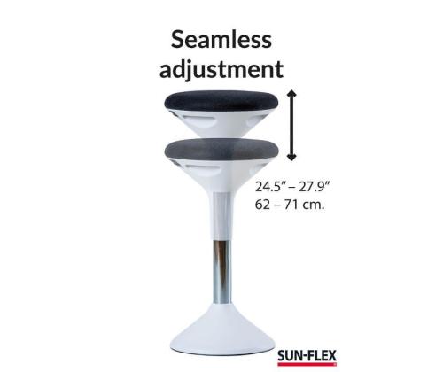 Aktiivituoli SUN-FLEX Active 62-71cm, istuimen halkaisija 310mm, jalan halkaisija 290mm, paino 5.6kg/ Musta kangas, valkoinen jalka