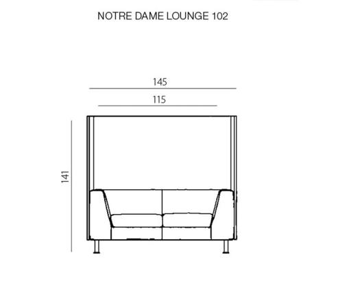 2-istuttava sohva akustisilla seinillä Notre Dame Lounge 102 (BN)