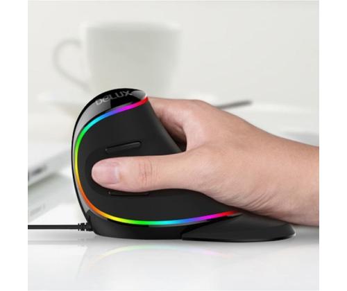 Tietokonehiiri ergonominen Delux XL pystysuora USB musta
