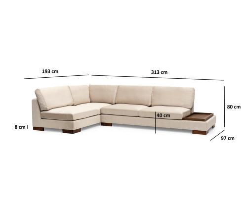 Sohva Tulip Corner Vasen ilman puffia - Beige