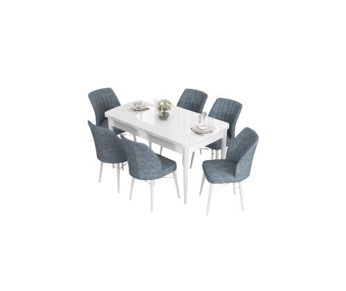 Huonekalusarja tuoleineen Eva - Valkoinen, Harmaa
