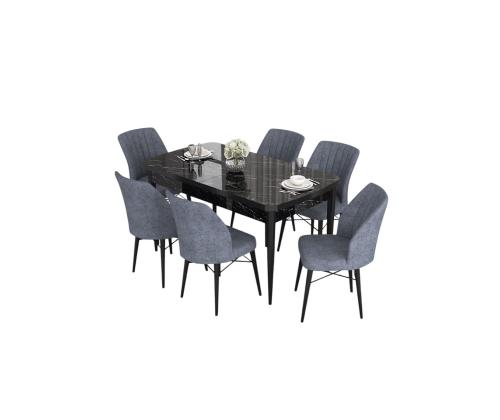 Tuoliryhmä Eva - Musta marmori, Fume