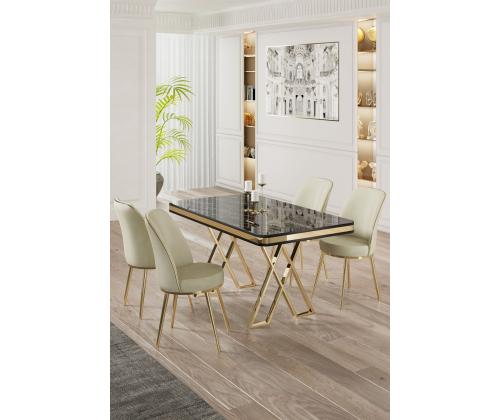 Tuoliryhmä Vals - musta marmori, kulta, kermainen