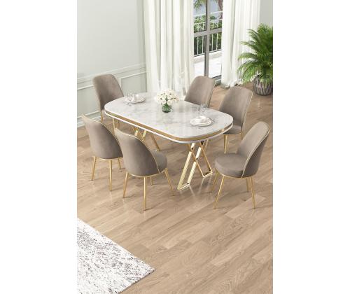 Tuoliryhmä Lai - Valkoinen, kultainen, cappuccino