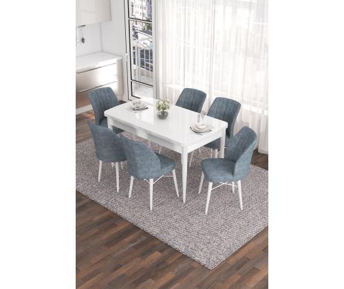 Huonekalusarja tuoleineen Eva - Valkoinen, Harmaa