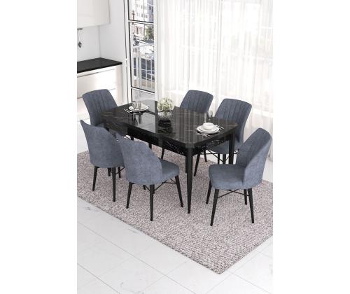 Tuoliryhmä Eva - Musta marmori, Fume