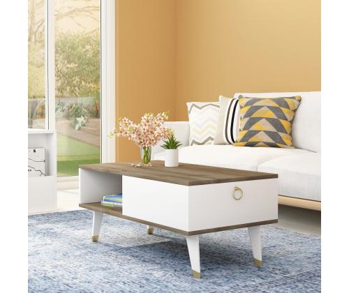 Sohvapöytä Delux - Pähkinäpuu, Valkoinen