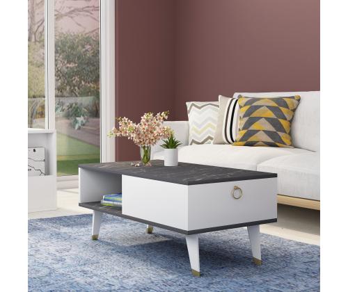 Sohvapöytä Delux - Musta, Valkoinen