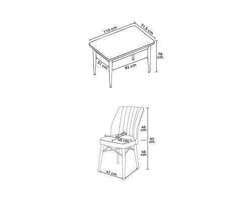 Tuoliryhmä Arp - Musta marmori, harmaa
