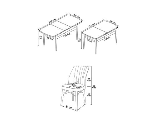 Tuoliryhmä Eva - Musta marmori, Fume