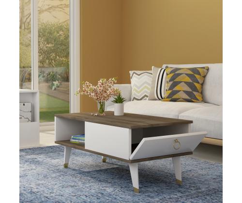 Sohvapöytä Delux - Pähkinäpuu, Valkoinen