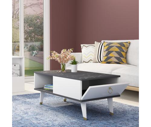 Sohvapöytä Delux - Musta, Valkoinen