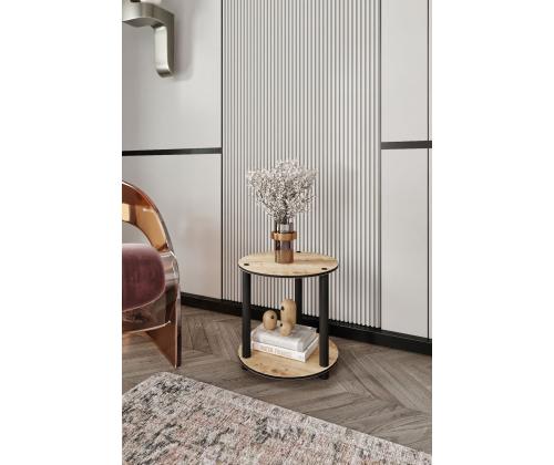 Sohvapöytä Kirjahylly 2-tasoinen pyöreä - Tammi