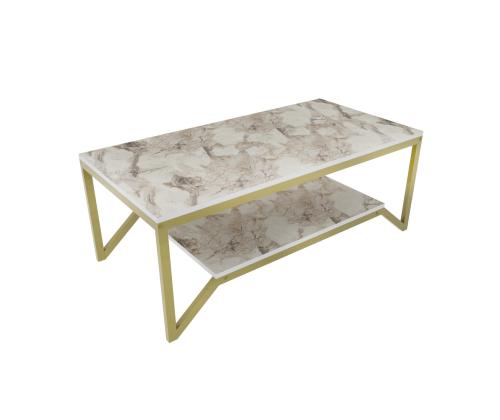 Sohvapöytä Flora - Kulta, Valkoinen