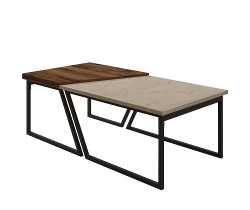 Sohvapöytä Verona P0024623 - Travertiini, Pähkinäpuu Rustic Walnut