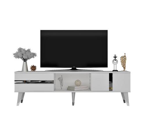 TV-pöytä Vania - Valkoinen, Hopea