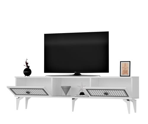 TV-pöytä Nil - Valkoinen, hopea