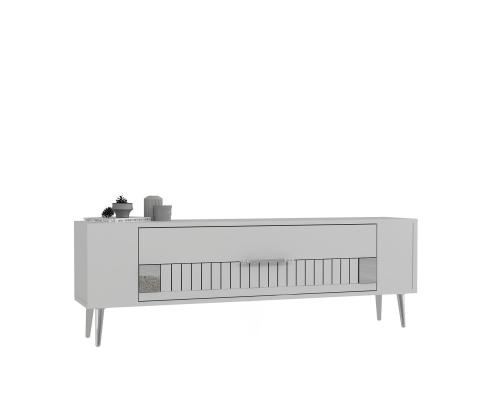 TV-pöytä Retrolp4 - Valkoinen, hopea