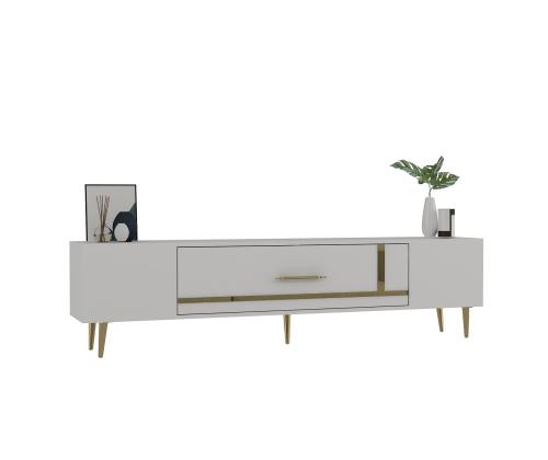 TV-pöytä Dekop1 - Valkoinen, kultainen