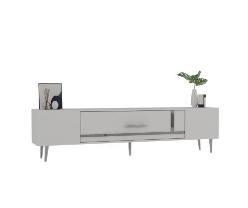 TV-pöytä Dekop1 - Valkoinen, hopea